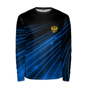Мужской лонгслив 3D с принтом Russia Sport 2018 uniform в городе Новоалтайск, 100% полиэстер | длинные рукава, круглый вырез горловины, полуприлегающий силуэт | Тематика изображения на принте: abstraction | grunge | russia | sport | абстракция | герб | краска | русский | символика рф | спорт | спортивный | триколор | униформа | форма | я русский