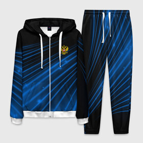 Мужской костюм 3D с принтом Russia Sport 2018 uniform в городе Новоалтайск, 100% полиэстер | Манжеты и пояс оформлены тканевой резинкой, двухслойный капюшон со шнурком для регулировки, карманы спереди | abstraction | grunge | russia | sport | абстракция | герб | краска | русский | символика рф | спорт | спортивный | триколор | униформа | форма | я русский