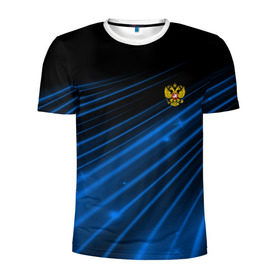 Мужская футболка 3D спортивная с принтом Russia Sport 2018 uniform в городе Новоалтайск, 100% полиэстер с улучшенными характеристиками | приталенный силуэт, круглая горловина, широкие плечи, сужается к линии бедра | Тематика изображения на принте: abstraction | grunge | russia | sport | абстракция | герб | краска | русский | символика рф | спорт | спортивный | триколор | униформа | форма | я русский
