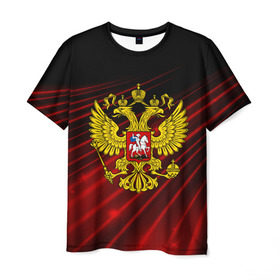 Мужская футболка 3D с принтом Russia abstract collection RED в городе Новоалтайск, 100% полиэфир | прямой крой, круглый вырез горловины, длина до линии бедер | abstraction | grunge | russia | sport | абстракция | герб | краска | русский | символика рф | спорт | спортивный | триколор | униформа | форма | я русский