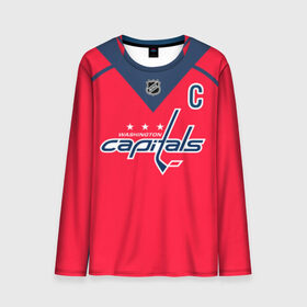 Мужской лонгслив 3D с принтом Ovechkin Washington Capitals Red в городе Новоалтайск, 100% полиэстер | длинные рукава, круглый вырез горловины, полуприлегающий силуэт | Тематика изображения на принте: овечкин | ови
