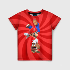 Детская футболка 3D с принтом Super Mario в городе Новоалтайск, 100% гипоаллергенный полиэфир | прямой крой, круглый вырез горловины, длина до линии бедер, чуть спущенное плечо, ткань немного тянется | nintendo | марио | нинтендо
