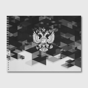 Альбом для рисования с принтом Russia Black&White Abstract в городе Новоалтайск, 100% бумага
 | матовая бумага, плотность 200 мг. | russia | абстракция | арт | геометрия | герб | орел | патриот | патриотизм | российский | россия | символика | черно белый | я русский