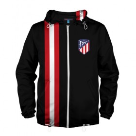 Мужская ветровка 3D с принтом Atletico Madrid Line Edition в городе Новоалтайск, 100% полиэстер | подол и капюшон оформлены резинкой с фиксаторами, два кармана без застежек по бокам, один потайной карман на груди | атлетико мадрид | эмблема