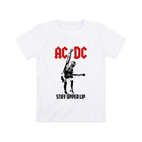 Детская футболка хлопок с принтом AC/DC stiff upper lip в городе Новоалтайск, 100% хлопок | круглый вырез горловины, полуприлегающий силуэт, длина до линии бедер | Тематика изображения на принте: ac dc | acdc | acdc ас дс | австралийская | ангус янг | асдс | блюз | группа | крис слэйд | метал | молния | музыка | музыканты | певцы | рок | рок н ролл | стиви янг | хард | хардрок | эксл роуз