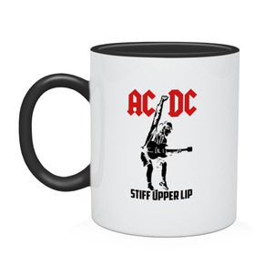 Кружка двухцветная с принтом AC/DC stiff upper lip в городе Новоалтайск, керамика | объем — 330 мл, диаметр — 80 мм. Цветная ручка и кайма сверху, в некоторых цветах — вся внутренняя часть | ac dc | acdc | acdc ас дс | австралийская | ангус янг | асдс | блюз | группа | крис слэйд | метал | молния | музыка | музыканты | певцы | рок | рок н ролл | стиви янг | хард | хардрок | эксл роуз
