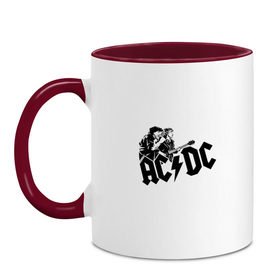 Кружка двухцветная с принтом AC/DC в городе Новоалтайск, керамика | объем — 330 мл, диаметр — 80 мм. Цветная ручка и кайма сверху, в некоторых цветах — вся внутренняя часть | ac dc | acdc | acdc ас дс | австралийская | ангус янг | асдс | блюз | группа | крис слэйд | метал | молния | музыка | музыканты | певцы | рок | рок н ролл | стиви янг | хард | хардрок | эксл роуз