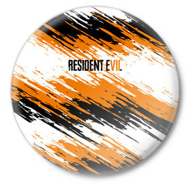 Значок с принтом Resident Evil в городе Новоалтайск,  металл | круглая форма, металлическая застежка в виде булавки | biohazard | evil | game | horror | residen | survival | зла | зомби | игра | краска | краски | мертвецы | обитель | хоррор