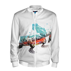 Мужской бомбер 3D с принтом Burnout paradise remastered в городе Новоалтайск, 100% полиэстер | застегивается на молнию, по бокам два кармана без застежек, по низу бомбера и на воротнике - эластичная резинка | аварии | бернаут | гонки | парадайз | парадайс | парадиз | тачки