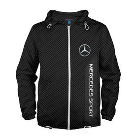 Мужская ветровка 3D с принтом MERCEDES BENZ SPORT в городе Новоалтайск, 100% полиэстер | подол и капюшон оформлены резинкой с фиксаторами, два кармана без застежек по бокам, один потайной карман на груди | Тематика изображения на принте: amg | auto | mercedes | авто | автомобиль | автомобильные | бренд | марка | машины | мерседес