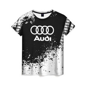 Женская футболка 3D с принтом Audi abstract sport в городе Новоалтайск, 100% полиэфир ( синтетическое хлопкоподобное полотно) | прямой крой, круглый вырез горловины, длина до линии бедер | ауди | кольца | лого | машина