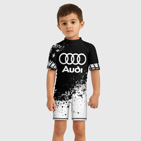 Детский купальный костюм 3D с принтом Audi abstract sport в городе Новоалтайск, Полиэстер 85%, Спандекс 15% | застежка на молнии на спине | Тематика изображения на принте: ауди | кольца | лого | машина