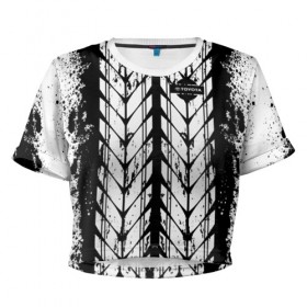 Женская футболка 3D укороченная с принтом TOYOTA DRIVE SPORT в городе Новоалтайск, 100% полиэстер | круглая горловина, длина футболки до линии талии, рукава с отворотами | 