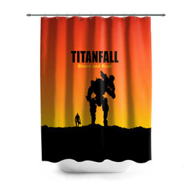 Штора 3D для ванной с принтом Titanfall 2 в городе Новоалтайск, 100% полиэстер | плотность материала — 100 г/м2. Стандартный размер — 146 см х 180 см. По верхнему краю — пластиковые люверсы для креплений. В комплекте 10 пластиковых колец | blood and rust | game | воин | закат | игра | кровь и ржавчина | робот