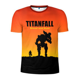 Мужская футболка 3D спортивная с принтом Titanfall 2 в городе Новоалтайск, 100% полиэстер с улучшенными характеристиками | приталенный силуэт, круглая горловина, широкие плечи, сужается к линии бедра | blood and rust | game | воин | закат | игра | кровь и ржавчина | робот