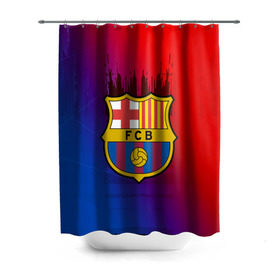Штора 3D для ванной с принтом FC Barcelona color sport в городе Новоалтайск, 100% полиэстер | плотность материала — 100 г/м2. Стандартный размер — 146 см х 180 см. По верхнему краю — пластиковые люверсы для креплений. В комплекте 10 пластиковых колец | football | soccer | барселона