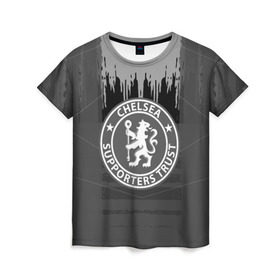 Женская футболка 3D с принтом FC Chelsea abstract color в городе Новоалтайск, 100% полиэфир ( синтетическое хлопкоподобное полотно) | прямой крой, круглый вырез горловины, длина до линии бедер | football | soccer | челси