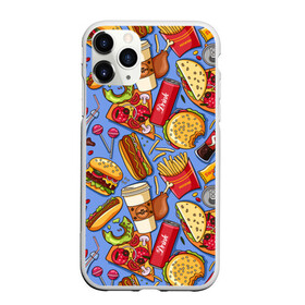 Чехол для iPhone 11 Pro Max матовый с принтом Fastfood в городе Новоалтайск, Силикон |  | Тематика изображения на принте: chicken | coffee | cola | drink | dunts | eat | fastfood | frenchfires | hotdog | lollypop | pizza | sweets | бургер | еда | кола | кофе | лимонад | напитки | пицца | пончик | фастфуд | хотдог