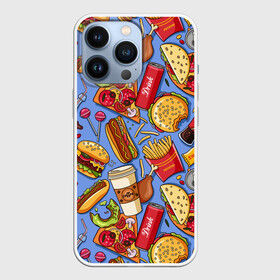 Чехол для iPhone 13 Pro с принтом Fastfood в городе Новоалтайск,  |  | Тематика изображения на принте: chicken | coffee | cola | drink | dunts | eat | fastfood | frenchfires | hotdog | lollypop | pizza | sweets | бургер | еда | кола | кофе | лимонад | напитки | пицца | пончик | фастфуд | хотдог