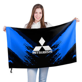 Флаг 3D с принтом MITSUBISHI SPORT COLLECTION в городе Новоалтайск, 100% полиэстер | плотность ткани — 95 г/м2, размер — 67 х 109 см. Принт наносится с одной стороны |  машина | марка | митсубиси