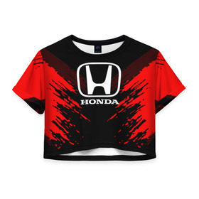 Женская футболка 3D укороченная с принтом HONDA SPORT COLLECTION в городе Новоалтайск, 100% полиэстер | круглая горловина, длина футболки до линии талии, рукава с отворотами | auto | automobile | car | honda | machine | motor | motor car | sport car | автомашина | бренд | легковой автомобиль | марка | спортивный автомобиль | тачка | хонда
