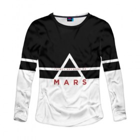Женский лонгслив 3D с принтом Thirty Seconds to Mars в городе Новоалтайск, 100% полиэстер | длинные рукава, круглый вырез горловины, полуприлегающий силуэт | Тематика изображения на принте: 30 seconds to mars | 30 секунд до марса | 30stm | thirty seconds to mars | альтернативный | гранж | группа | джаред | знак | лето | надпись | нео | пост | прогрессивный | рок | хард | шеннон