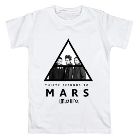 Мужская футболка хлопок с принтом Thirty Seconds to Mars в городе Новоалтайск, 100% хлопок | прямой крой, круглый вырез горловины, длина до линии бедер, слегка спущенное плечо. | 30 seconds to mars | 30 секунд до марса | 30stm | thirty seconds to mars | джаред | лето | рок группа | шеннон