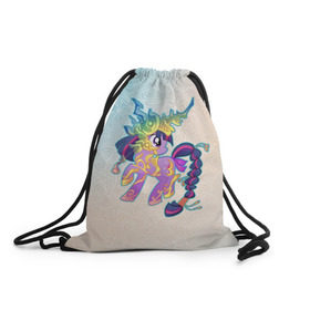 Рюкзак-мешок 3D с принтом My Little Pony в городе Новоалтайск, 100% полиэстер | плотность ткани — 200 г/м2, размер — 35 х 45 см; лямки — толстые шнурки, застежка на шнуровке, без карманов и подкладки | комедия | маленький | мой | музыка | мультфильм | мюзикл | пони | приключения | сказка | фэнтези