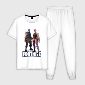Мужская пижама хлопок с принтом Fortnite_5 в городе Новоалтайск, 100% хлопок | брюки и футболка прямого кроя, без карманов, на брюках мягкая резинка на поясе и по низу штанин
 | battle royale | epic games | fortnite | pvp | survival | tps | unreal | выживание | кооператив | королевская битва | песочница | фортнайт | шутер