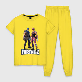 Женская пижама хлопок с принтом Fortnite_5 в городе Новоалтайск, 100% хлопок | брюки и футболка прямого кроя, без карманов, на брюках мягкая резинка на поясе и по низу штанин | battle royale | epic games | fortnite | pvp | survival | tps | unreal | выживание | кооператив | королевская битва | песочница | фортнайт | шутер