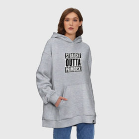 Худи SuperOversize хлопок с принтом Straight outta Primorsk в городе Новоалтайск, 70% хлопок, 30% полиэстер, мягкий начес внутри | карман-кенгуру, эластичная резинка на манжетах и по нижней кромке, двухслойный капюшон
 | battlegrounds | player | playerunknowns | primorsk | pubg | unknown | згип | приморск