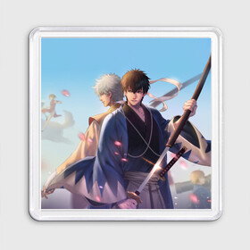 Магнит 55*55 с принтом Gintama в городе Новоалтайск, Пластик | Размер: 65*65 мм; Размер печати: 55*55 мм | anime | gintama | kagura | sakata gintoki | аниме | гинтама