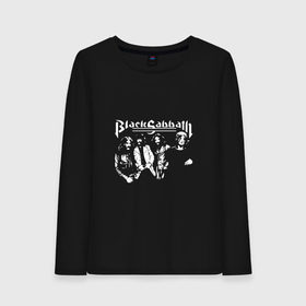 Женский лонгслив хлопок с принтом Группа Black Sabbath в городе Новоалтайск, 100% хлопок |  | black sabbath | билл уорд | блек | блэк | гизер батлер | озборн | оззи | ози | осборн | сабат | сабатаж | сабатх | тони айомми