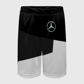 Детские спортивные шорты 3D с принтом MERCEDES BENZ SPORT в городе Новоалтайск,  100% полиэстер
 | пояс оформлен широкой мягкой резинкой, ткань тянется
 | amg | auto | mercedes | авто | автомобиль | автомобильные | амг | бренд | марка | машины | мерседес