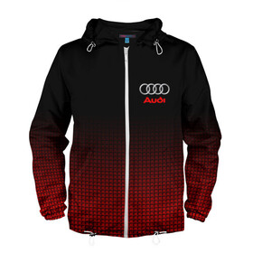 Мужская ветровка 3D с принтом AUDI  SPORT             в городе Новоалтайск, 100% полиэстер | подол и капюшон оформлены резинкой с фиксаторами, два кармана без застежек по бокам, один потайной карман на груди | Тематика изображения на принте: audi | auto | авто | автомобиль | автомобильные | ауди | бренд | марка | машины | спорт