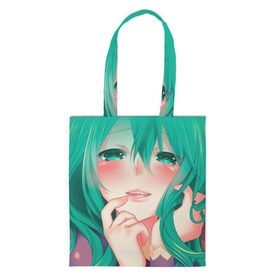 Сумка 3D повседневная с принтом Miku Ahegao в городе Новоалтайск, 100% полиэстер | Плотность: 200 г/м2; Размер: 34×35 см; Высота лямок: 30 см | вокалоид | зеленоволосая девушка | мику ахегао | хатсуне мику