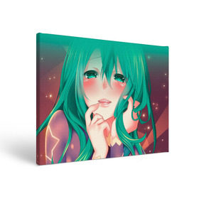 Холст прямоугольный с принтом Miku Ahegao в городе Новоалтайск, 100% ПВХ |  | вокалоид | зеленоволосая девушка | мику ахегао | хатсуне мику