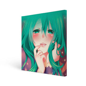 Холст квадратный с принтом Miku Ahegao в городе Новоалтайск, 100% ПВХ |  | вокалоид | зеленоволосая девушка | мику ахегао | хатсуне мику