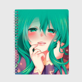 Тетрадь с принтом Miku Ahegao в городе Новоалтайск, 100% бумага | 48 листов, плотность листов — 60 г/м2, плотность картонной обложки — 250 г/м2. Листы скреплены сбоку удобной пружинной спиралью. Уголки страниц и обложки скругленные. Цвет линий — светло-серый
 | вокалоид | зеленоволосая девушка | мику ахегао | хатсуне мику