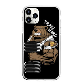 Чехол для iPhone 11 Pro Max матовый с принтом Train hard в городе Новоалтайск, Силикон |  | Тематика изображения на принте: train hard | train hard or go home | герб россии | медведь | пауэрлифтинг | россия | силовой спорт