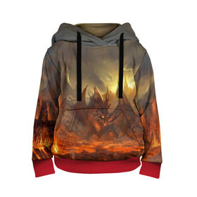 Детская толстовка 3D с принтом Fire Dragon в городе Новоалтайск, 100% полиэстер | двухслойный капюшон со шнурком для регулировки, мягкие манжеты на рукавах и по низу толстовки, спереди карман-кенгуру с мягким внутренним слоем | goddess of destruction | line age | line age ii | lineage ii | линейка
