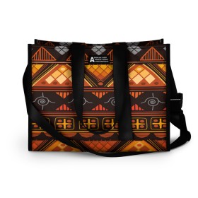 Сумка-шоппер 3D с принтом Aztec ornament в городе Новоалтайск, 100% полиэстер | застегивается на металлическую кнопку; внутренний карман застегивается на молнию. Стенки укреплены специальным мягким материалом, чтобы защитить содержимое от несильных ударов
 | aztec | geometry | pattern | symbol | world | ацтек | геометрия | народный | орнамент | символы | узор | этника | этнический