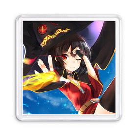 Магнит 55*55 с принтом Megumin в городе Новоалтайск, Пластик | Размер: 65*65 мм; Размер печати: 55*55 мм | Тематика изображения на принте: aqua | darkness | kono subarashii | konosuba | megumin | этот замечательный мир