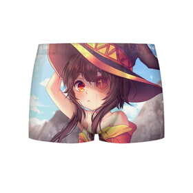 Мужские трусы 3D с принтом KonoSuba в городе Новоалтайск, 50% хлопок, 50% полиэстер | классическая посадка, на поясе мягкая тканевая резинка | Тематика изображения на принте: aqua | darkness | kono subarashii | konosuba | megumin | этот замечательный мир