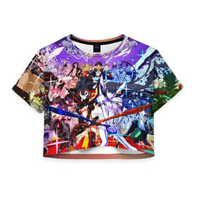 Женская футболка 3D укороченная с принтом Kill La Kill в городе Новоалтайск, 100% полиэстер | круглая горловина, длина футболки до линии талии, рукава с отворотами | anime | kill la kill | ryuko matoi | аниме | круши кромсай | рюко матой | убей | умри