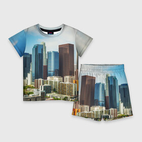Детский костюм с шортами 3D с принтом Los Angeles в городе Новоалтайск,  |  | california | la | los angeles | usa | америка | город ангелов | калифорния | лос анджелес | отдых | отпуск | приключение | путешествие | свобода | сити | спорт | сша | туризм | штаты