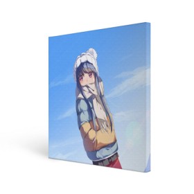 Холст квадратный с принтом Rin Shima в городе Новоалтайск, 100% ПВХ |  | anime | laid back camp | nadeshiko kagamihara | rin shima | аниме | лагерь на свежем воздухе
