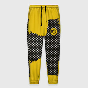 Мужские брюки 3D с принтом BORUSSIA SPORT YELLOW в городе Новоалтайск, 100% полиэстер | манжеты по низу, эластичный пояс регулируется шнурком, по бокам два кармана без застежек, внутренняя часть кармана из мелкой сетки | Тематика изображения на принте: 