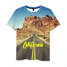 Мужская футболка 3D с принтом California collection в городе Новоалтайск, 100% полиэфир | прямой крой, круглый вырез горловины, длина до линии бедер | Тематика изображения на принте: california | usa | америка | города | дороги | калифорния | природа | страны | сша