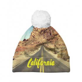 Шапка 3D c помпоном с принтом California collection в городе Новоалтайск, 100% полиэстер | универсальный размер, печать по всей поверхности изделия | california | usa | америка | города | дороги | калифорния | природа | страны | сша